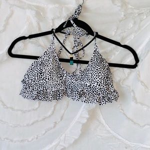 adorable black & white frill polka dot bikini! NWT